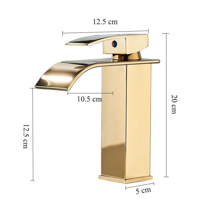 Baterie lavoar auriu lucios tip cascada [5]