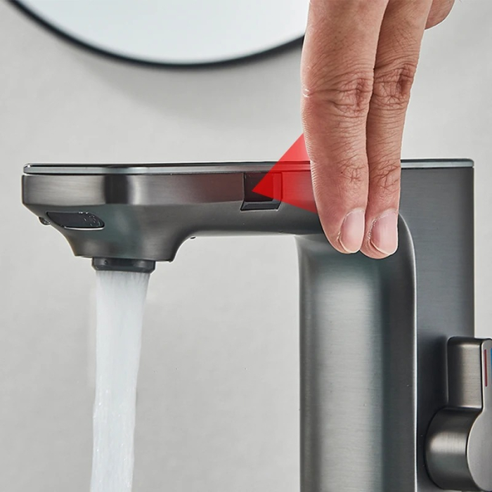 Baterie lavoar cu senzor de pornire/oprire, gri inchis [3]