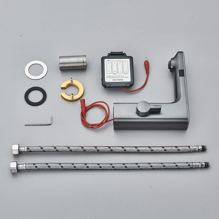 Baterie lavoar cu senzor de pornire/oprire, gri inchis [6]