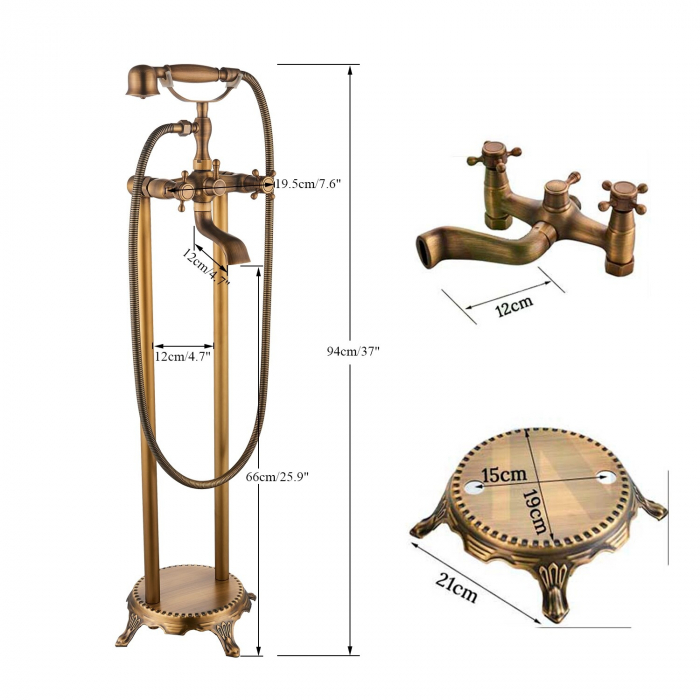 Baterie de podea antichizata cu 2 functii de curgere,Nova antique [2]