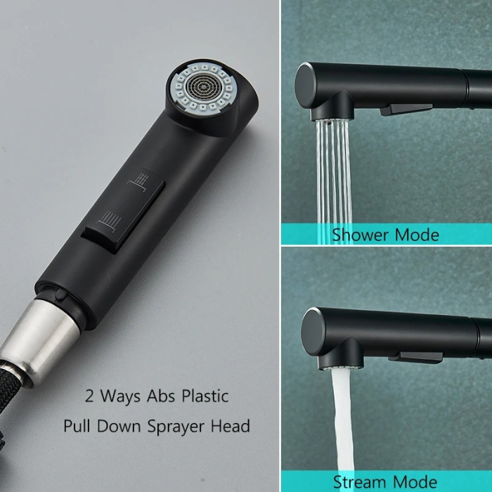 Baterie bucatarie negru cu furtun extractibil si 2 functii de curgere [5]