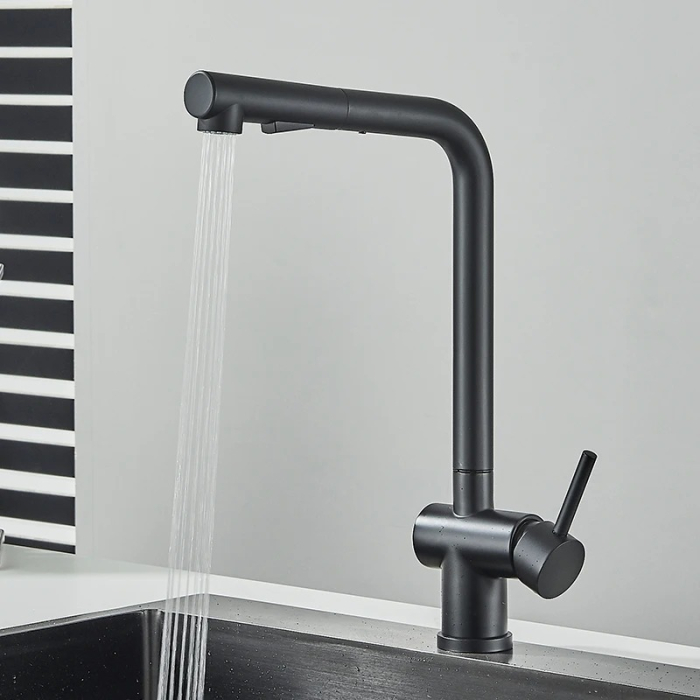 Baterie bucatarie negru cu furtun extractibil si 2 functii de curgere [3]