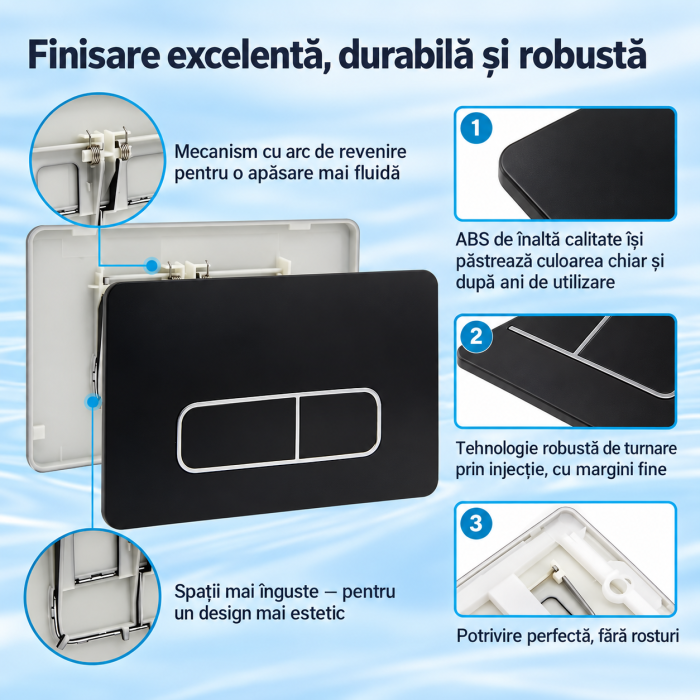 Clapetă WC dublă spălare compatibilă Geberit Sigma negru mat 24,3 x 16,4 cm [3]