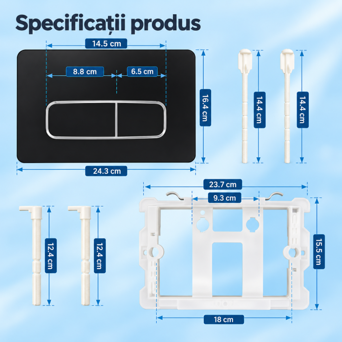 Clapetă WC dublă spălare compatibilă Geberit Sigma negru mat 24,3 x 16,4 cm [2]