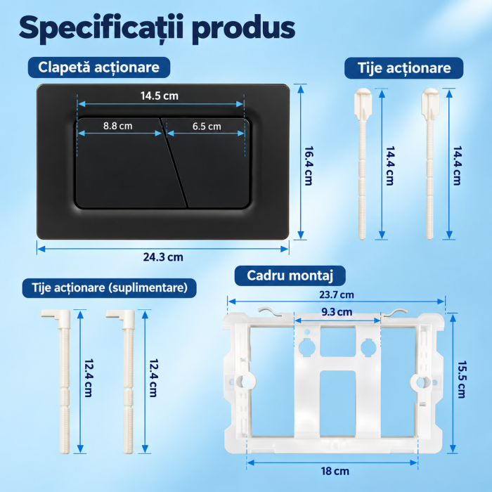 Clapetă WC dublă spălare compatibilă Geberit Sigma negru mat 24,3 x 16,4 cm [2]