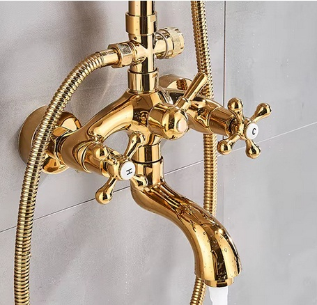 Coloana de dus Clasic cu accesorii ceramice, trei functii, auriu lucios [2]
