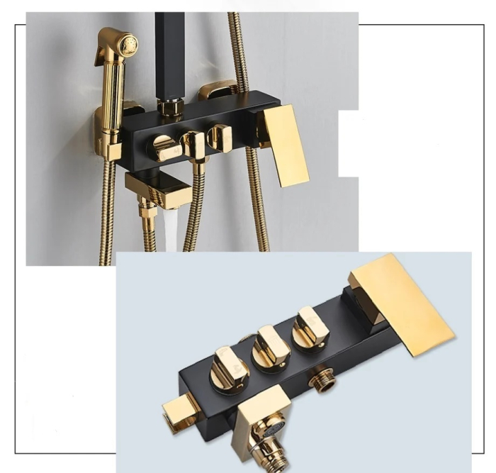 Coloana de dus negru-auriu, ajustabila pe inaltime, 4 functii [6]