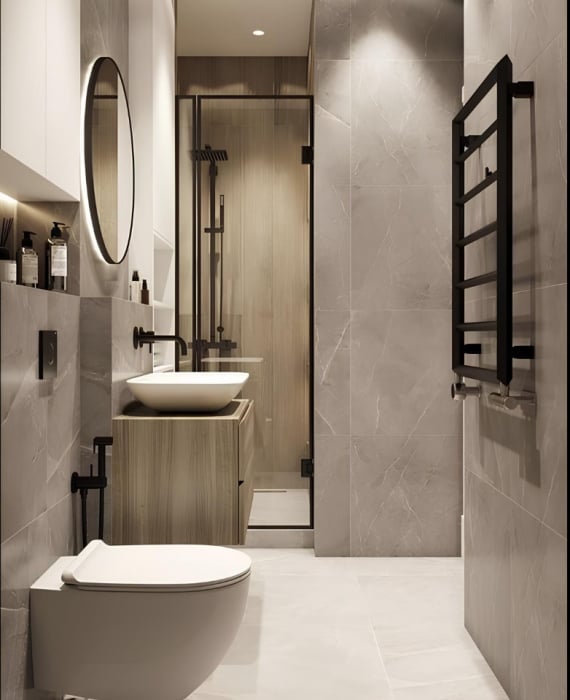 Coloana de dus rotunda slim cu doua functii, negru [1]