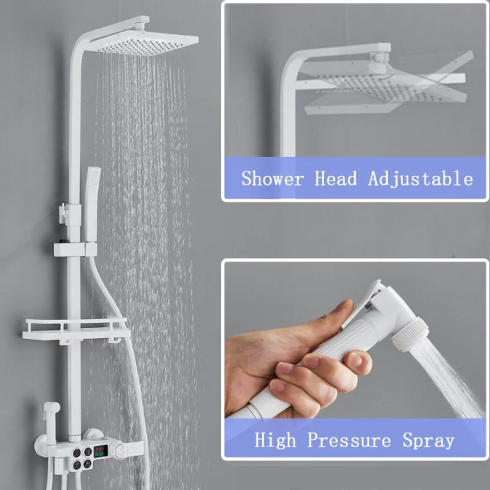 Coloana dus alb mat cu termostat [2]