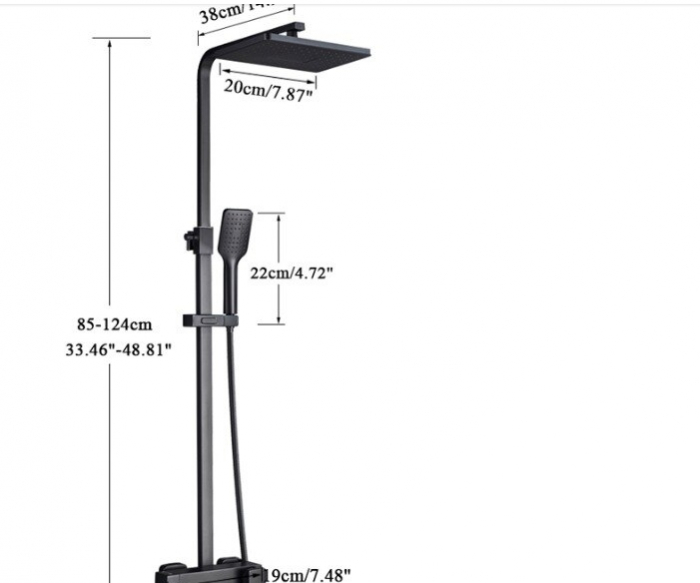 Coloana dus negru mat 3 functii para furtun dus [3]