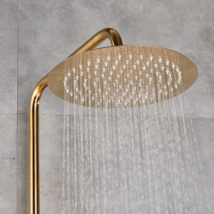 Coloana Dus Barcelona Gold cu para rotunda si efect de ploaie, para ajustabila pe inaltime [2]