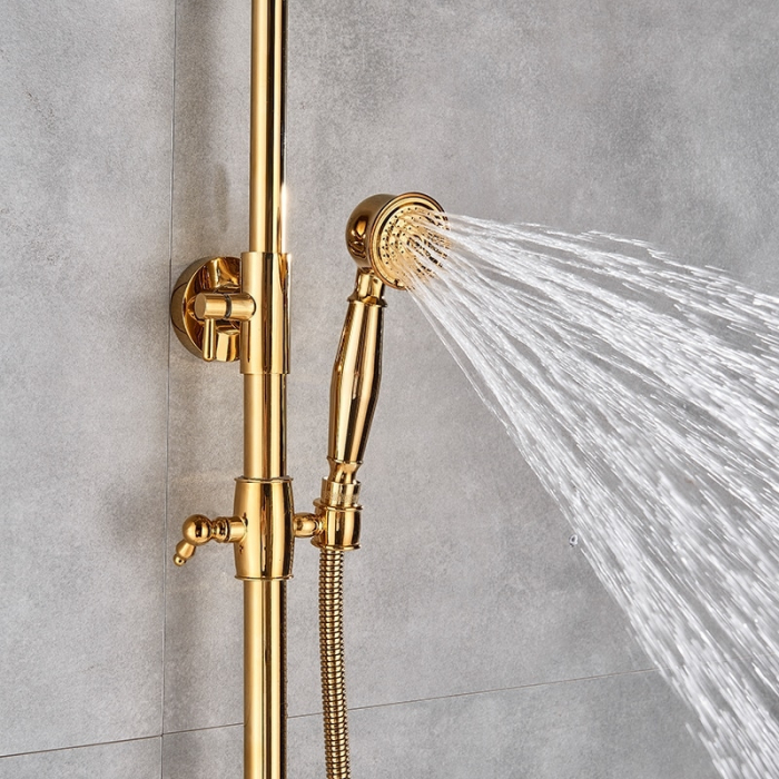 Coloana Dus Barcelona Gold cu para rotunda si efect de ploaie, para ajustabila pe inaltime [3]