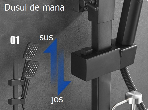 Coloana dus cu termostat,negru mat [5]