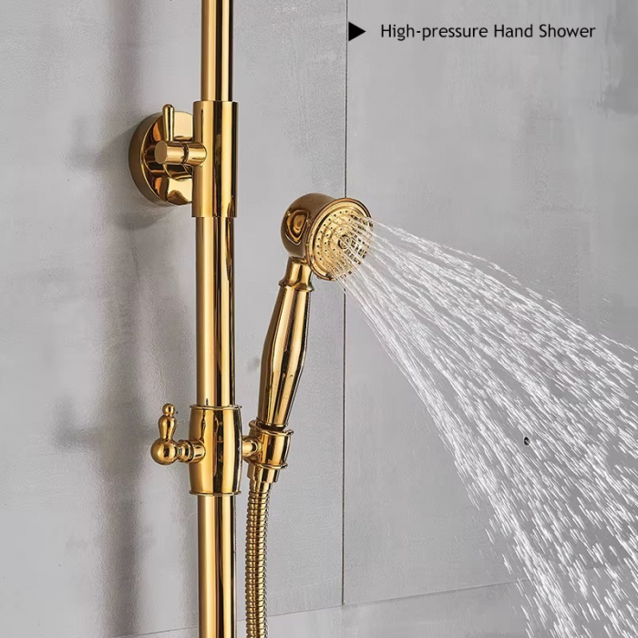 Coloana Dus Gold cu para rotunda si efect de ploaie, para ajustabila pe inaltime [4]