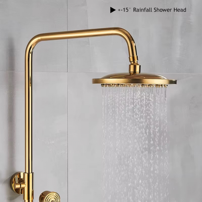 Coloana Dus Gold cu para rotunda si efect de ploaie, para ajustabila pe inaltime [3]