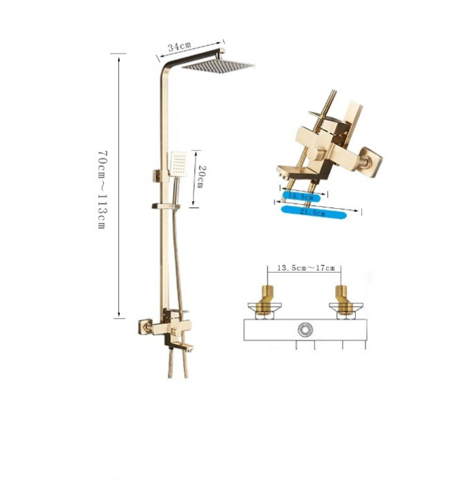 Coloana dus Gold lucios periat, 3 functii para furtun dus [11]