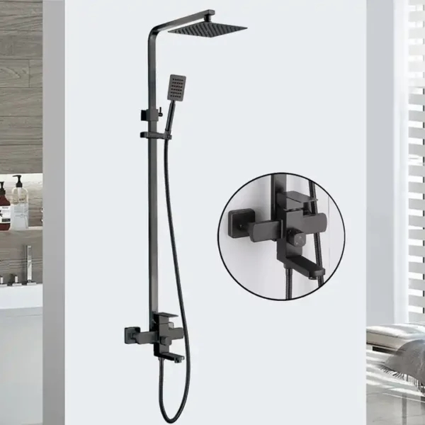 Coloana dus inox negru mat 3 functii para furtun dus [5]