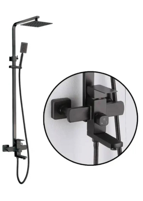 Coloana dus inox negru mat 3 functii para furtun dus [8]