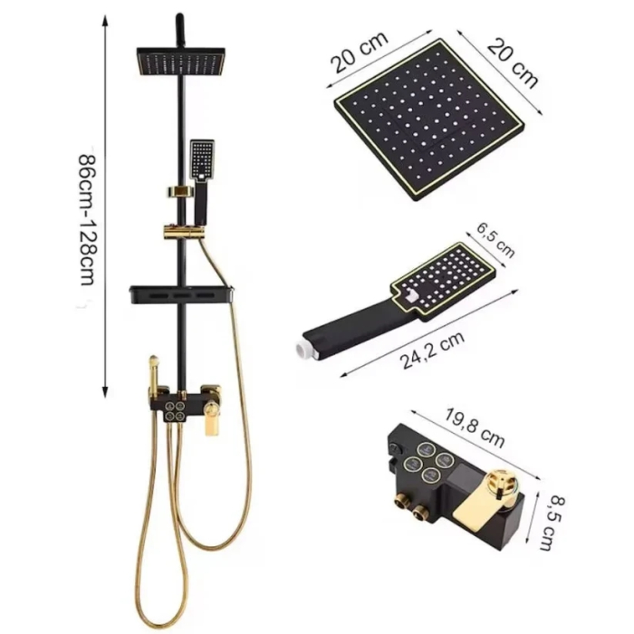 Coloana dus negru auriu cu termostat [3]