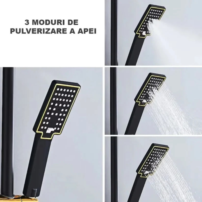 Coloana dus negru auriu cu termostat [4]