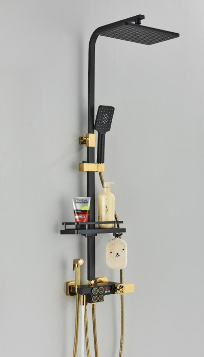 Coloana dus negru auriu cu termostat [4]