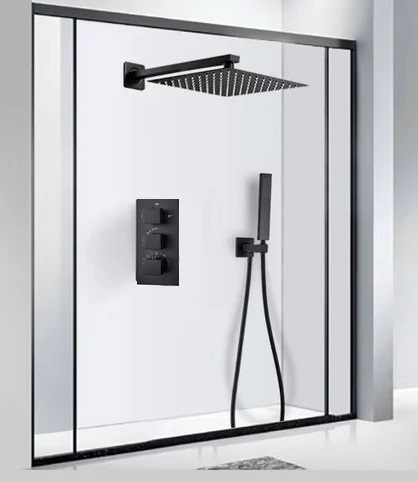 Dus cu termostat, incastrat, negru mat, 3 functii [13]