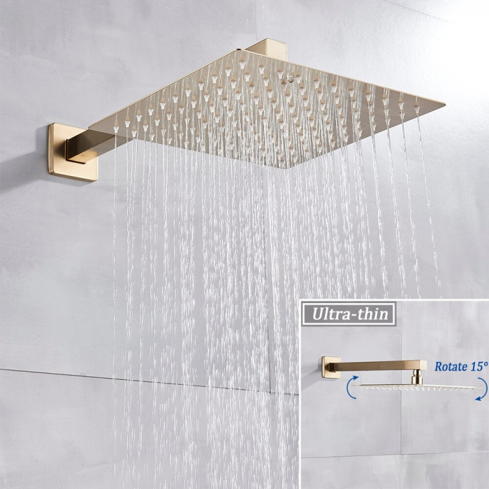 Set de dus incastrat gold periat cu para patrata 30 cm latura, cu 2 functii de curgere, Nova gold [5]