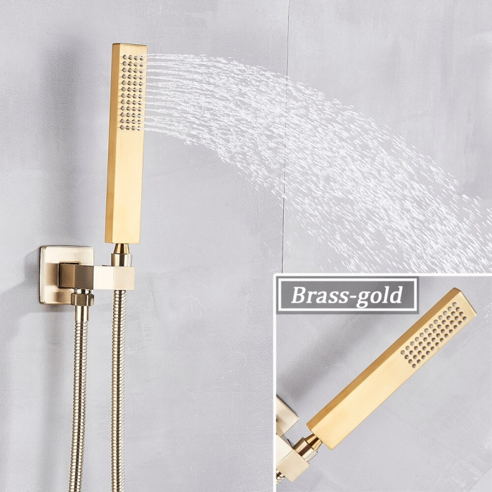 Set de dus incastrat gold periat cu para patrata 30 cm latura, cu 2 functii de curgere, Nova gold [6]