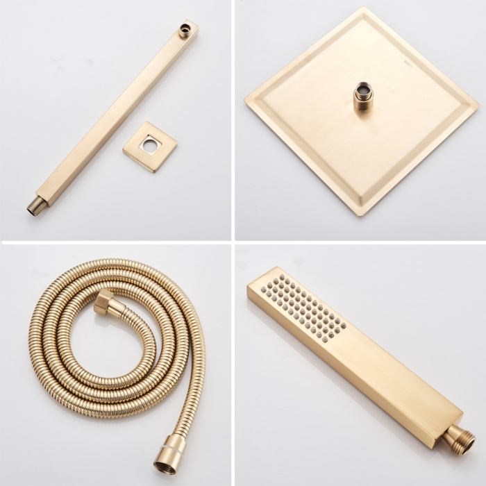Set de dus incastrat gold periat cu para patrata 30 cm latura, cu 2 functii de curgere, Nova gold [8]