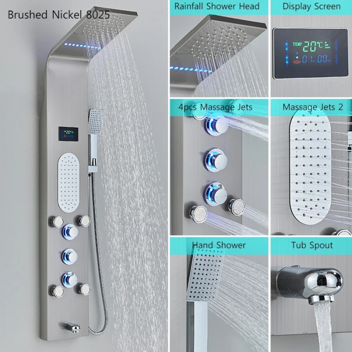 Panel de dus multifunctional cu Led, afisaj digital, jeturi SPA, efect de ploaie, sistem de masaj, 5 functii de curgere a apei [2]