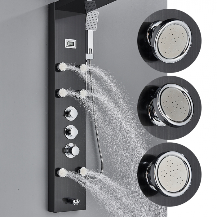 Panel de Dus Multifunctional cu Termostat, afisaj digital, jeturi SPA, baterie cu efect de ploaie, sistem de masaj, 5 functii de curgere a apei [2]