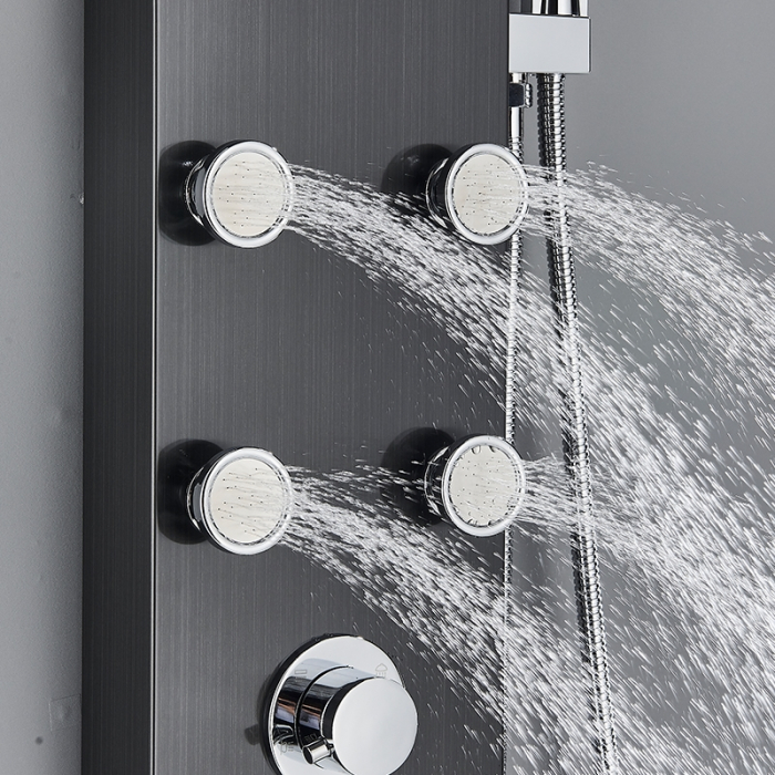 Panel de Dus Multifunctional cu Termostat, afisaj digital, jeturi SPA, baterie cu efect de ploaie, sistem de masaj, 5 functii de curgere a apei [5]