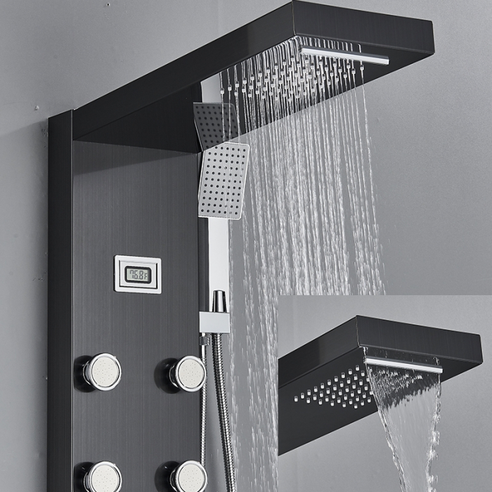 Panel de Dus Multifunctional cu Termostat, afisaj digital, jeturi SPA, baterie cu efect de ploaie, sistem de masaj, 5 functii de curgere a apei [6]
