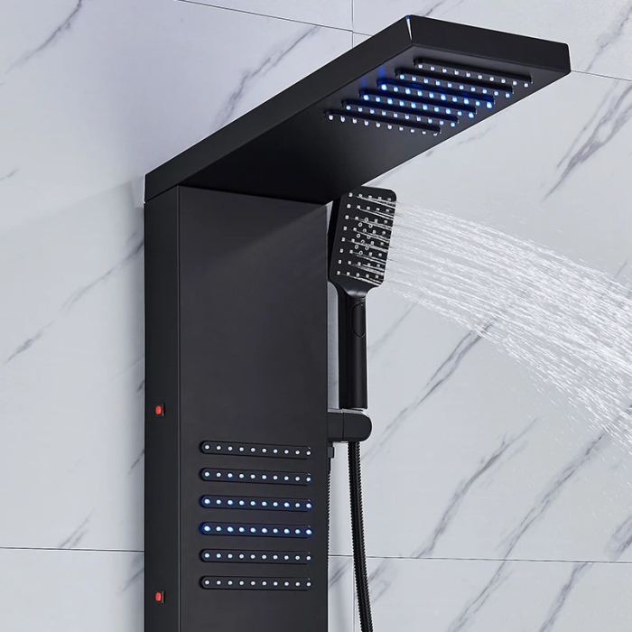 Panel Dus cu LED, negru, efect de ploaie si jeturi cu masaj [3]