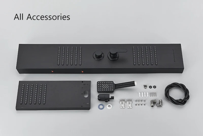 Panel Dus cu LED, negru, efect de ploaie si jeturi cu masaj [7]