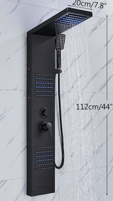 Panel Dus cu LED, negru, efect de ploaie si jeturi cu masaj [6]