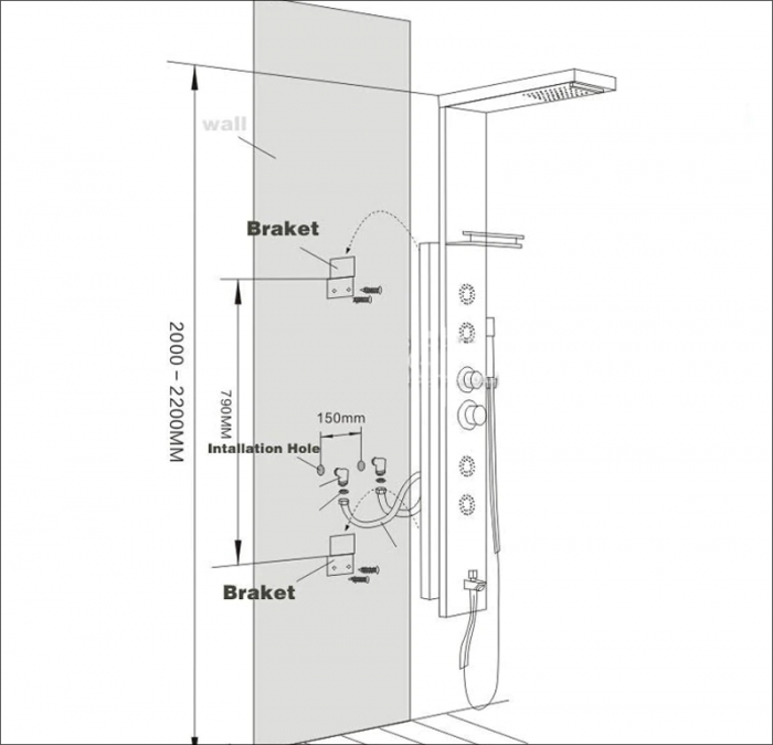 Panel de Dus Multifunctional cu Termostat, afisaj digital, jeturi SPA, baterie cu efect de ploaie, sistem de masaj, 5 functii de curgere a apei [4]