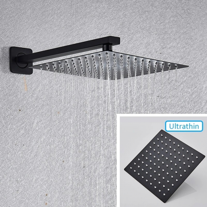 Set de dus negru incastrat cu para patrata 30 cm latura, 3 functii de curgere a apei [3]