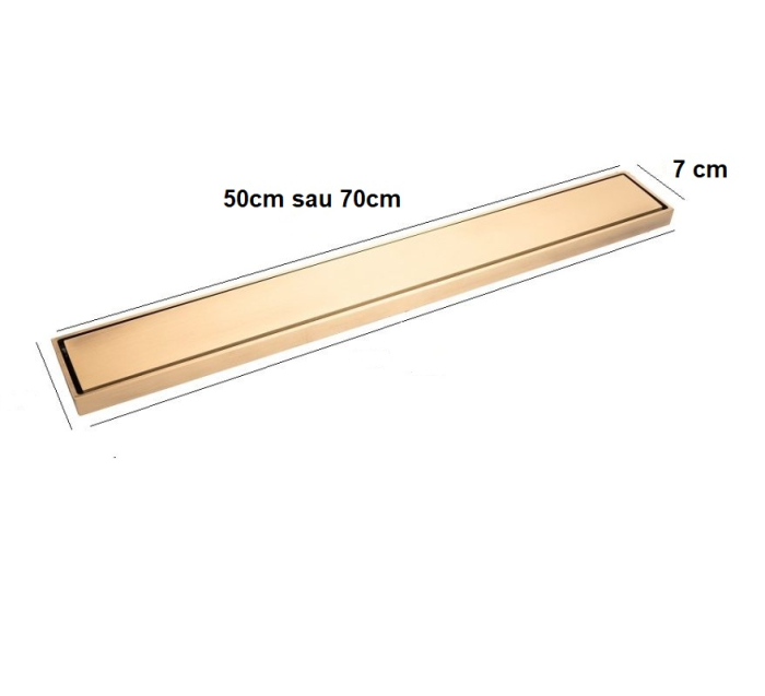 Rigola de pardoseală gold periat cu gratar plat, din inox, lungime 70 cm [5]