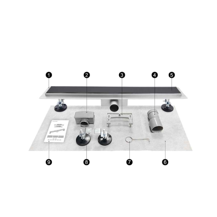 Rigola dus cu sticla neagra, integral inox , lungime 50cm,60cm,70cm,90cm [3]
