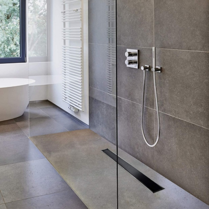 Rigola dus cu sticla neagra, integral inox , lungime 50cm,60cm,70cm,90cm [8]