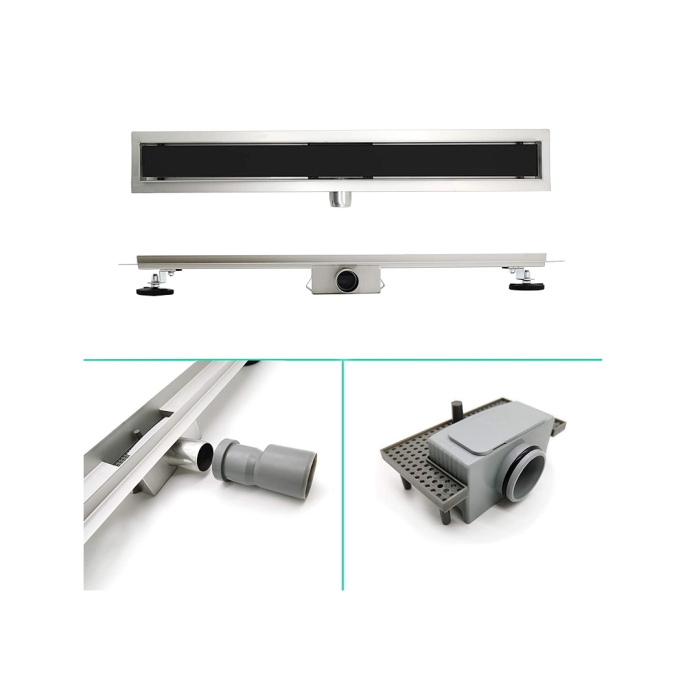Rigola dus cu sticla neagra, integral inox , lungime 50cm,60cm,70cm,90cm [6]