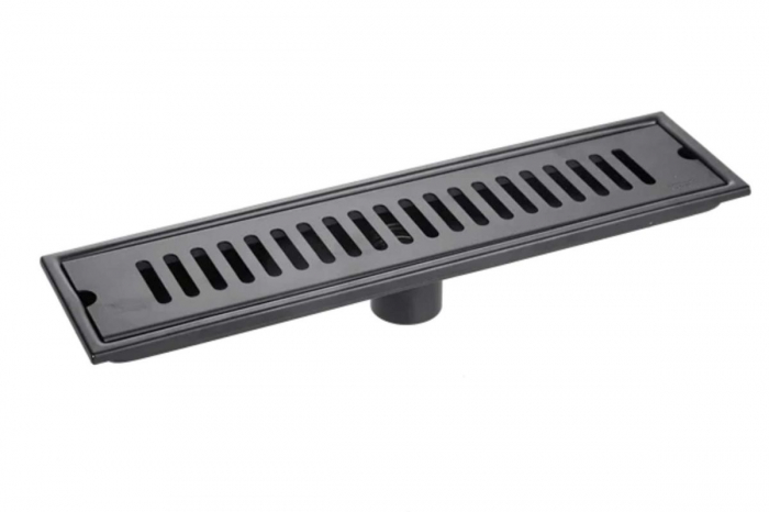 Rigola pardoseala, negru mat, 60 X 10cm, iesiere pe 40 mm, antimiros [3]