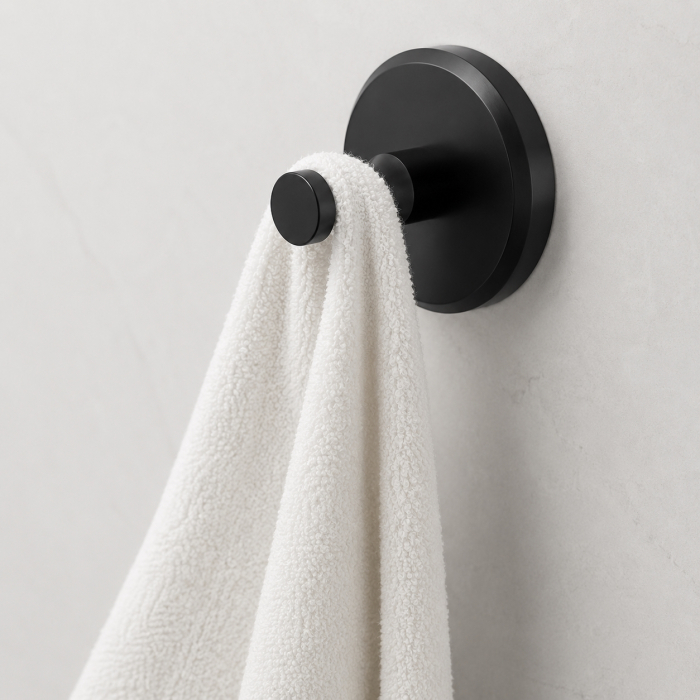 Set 4 Cârlige Baie Negre pentru Prosoape și Accesorii – Montaj pe Perete [4]