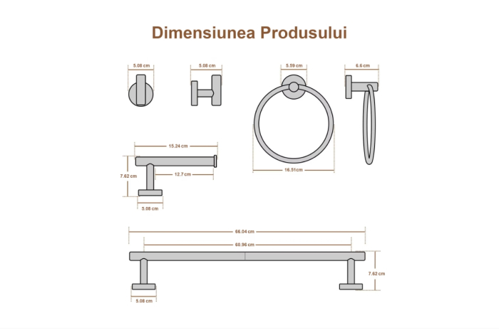 Set accesorii baie, auriu periat [6]