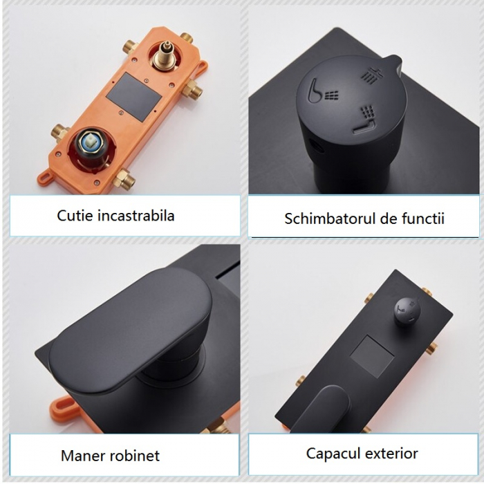 Set de dus cu para patrata de 20,25,30,40 cm, 3 functii, termostat [5]