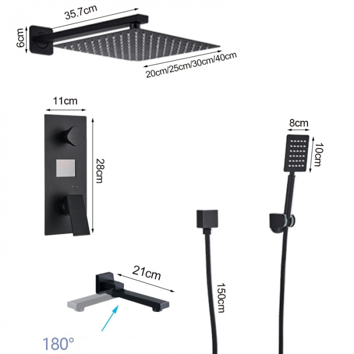 Set de dus cu para patrata de 20,25,30,40 cm, 3 functii, termostat [3]