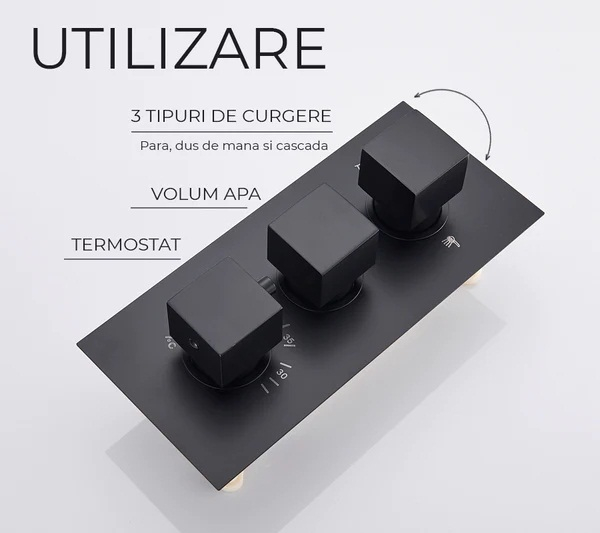Set de dus cu termostat, 3 functii de curgere a apei, [4]