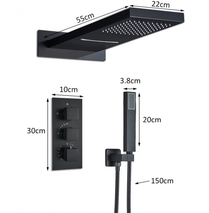 Set de dus cu termostat, 3 functii de curgere a apei, [6]