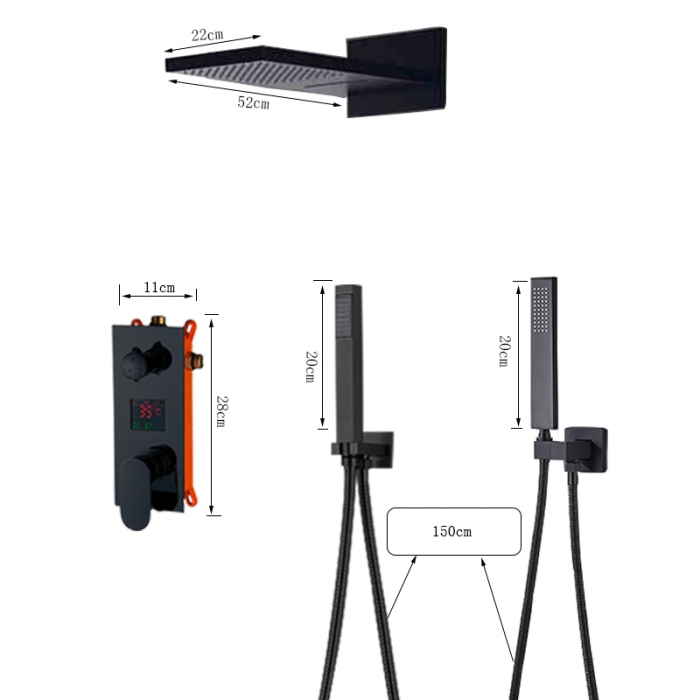 Set de dus incastrat negru cu termostat [6]